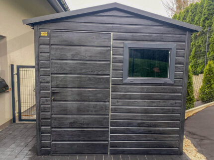 Domek narzędziowy dwuspadowy drewnopodobny Grafit