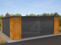 Garaż blaszany jednospadowy Grafit i MultiGloss 7 m x 6 m z bramą segmentową Grafit
