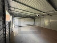 garaż blaszany jednospadowy z bramą segmentową orzech grafit wiata na zgłoszenie